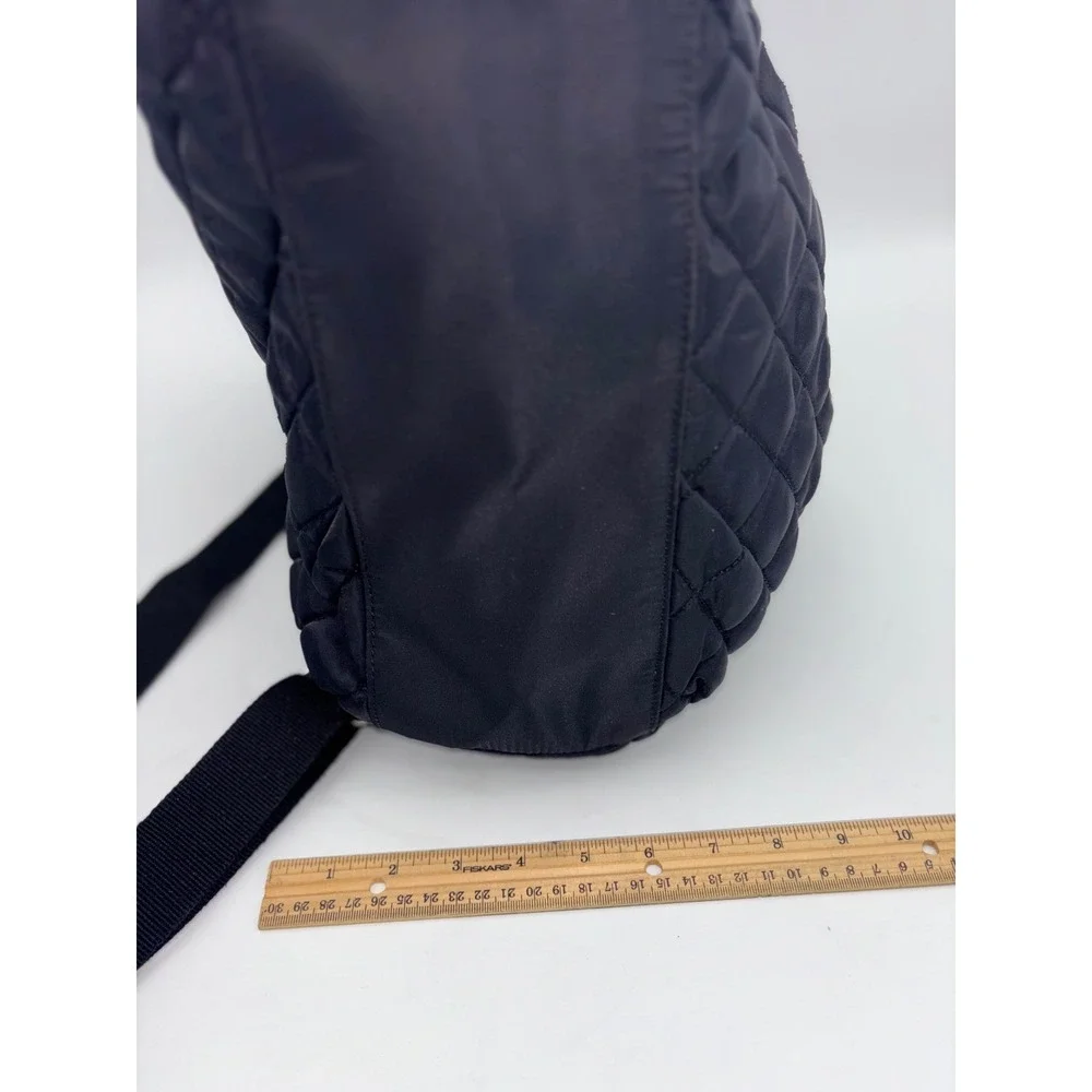 STORKSAK LONDON Diaper Bag Shoulder Tote Black Quilted Large Bow Strap Crossbody